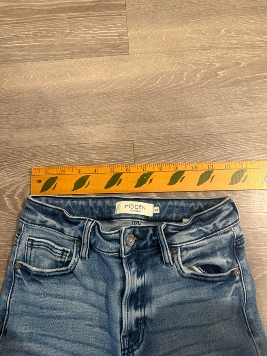 Hidden Jeans Light Wash Distressed Straight Leg Raw Hem Size 25/5 Y2K - Picture 5 of 7